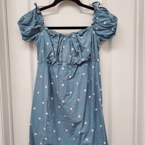 ASOS MATERNITY - BLUE POLKA DOT BABY DOLL DRESS - SIZE4